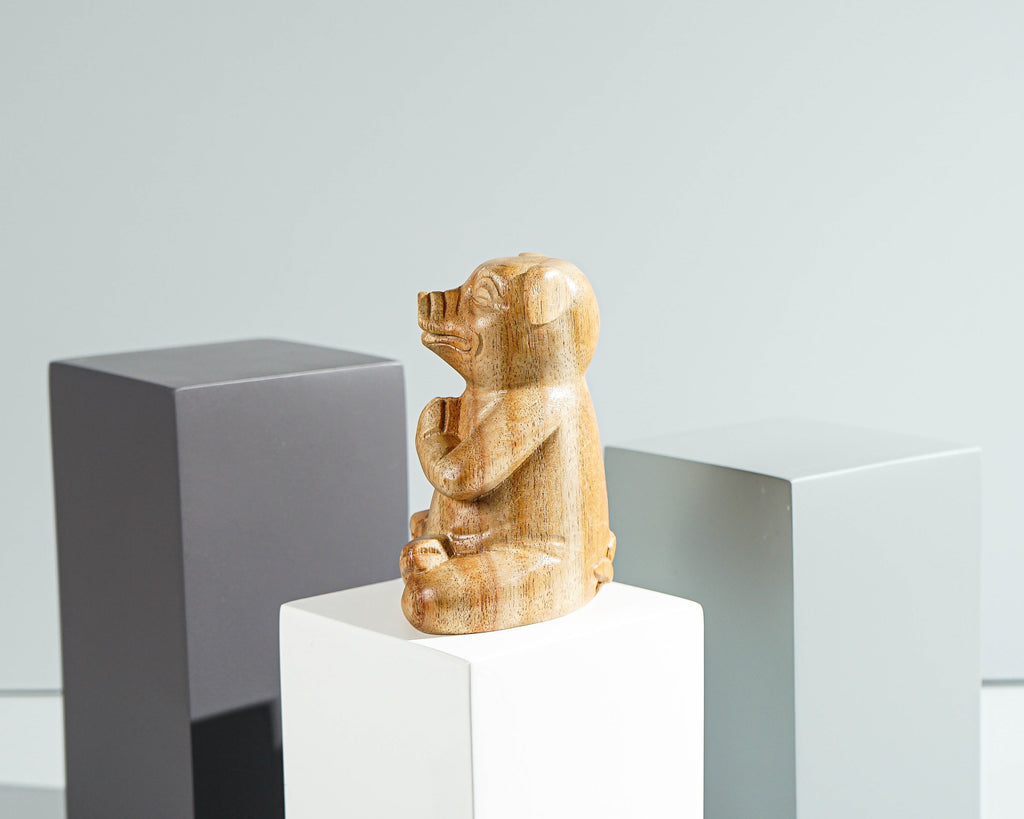 Meditating Pig Sculpture, Animal Figurine, Yoga, Parasite Wood Base, Artwork, Meditation Statue, Figurine, Office Decor, Appreciated Gift
