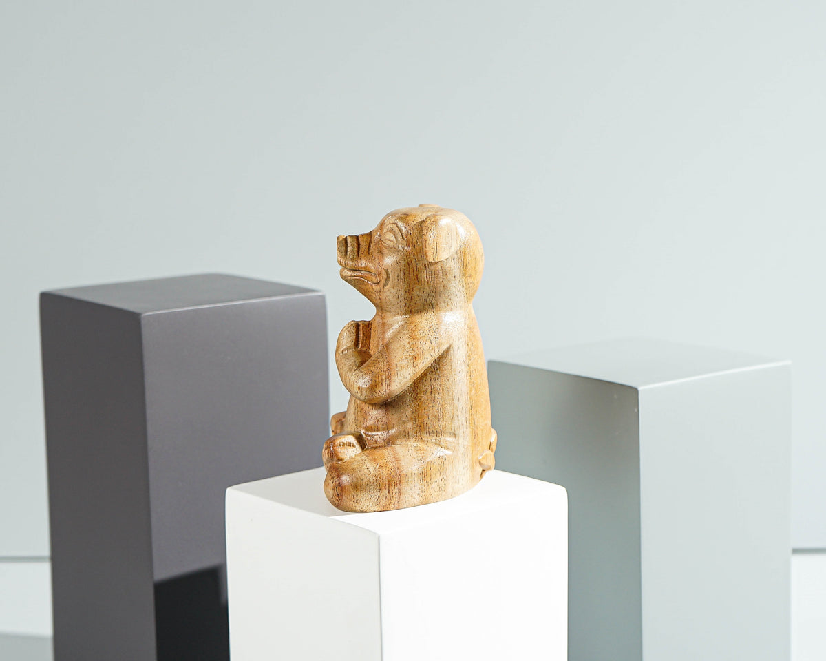 Meditating Pig Sculpture, Animal Figurine, Yoga, Parasite Wood Base, Artwork, Meditation Statue, Figurine, Office Decor, Appreciated Gift