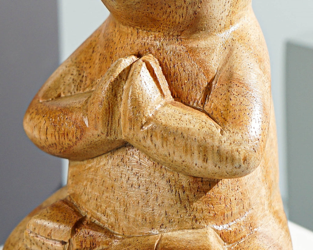 Meditating Pig Sculpture, Animal Figurine, Yoga, Parasite Wood Base, Artwork, Meditation Statue, Figurine, Office Decor, Appreciated Gift