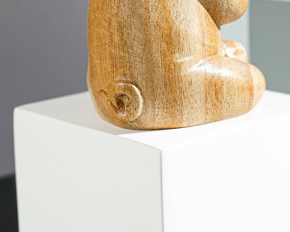 Meditating Pig Sculpture, Animal Figurine, Yoga, Parasite Wood Base, Artwork, Meditation Statue, Figurine, Office Decor, Appreciated Gift