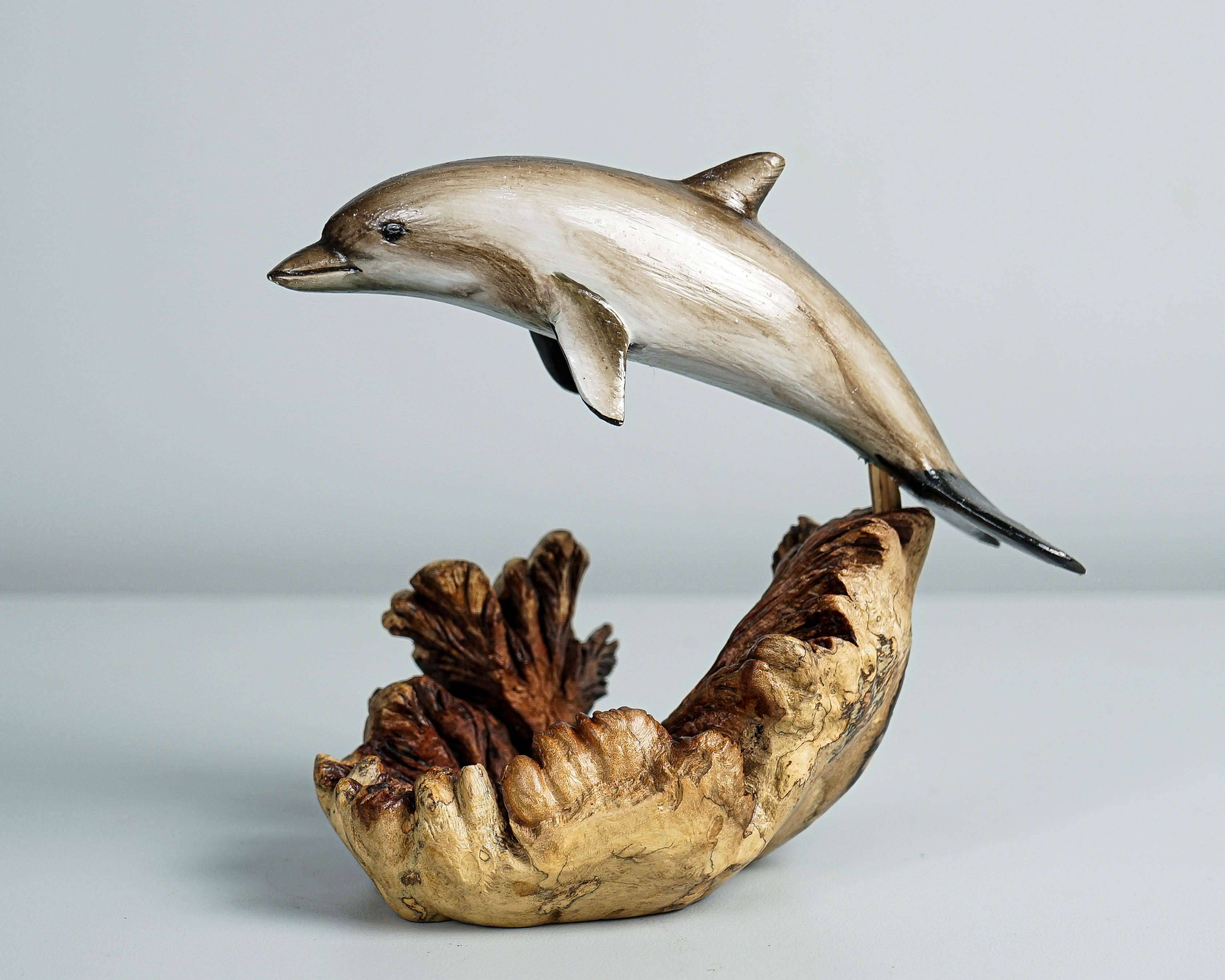 Jumping Dolphin statue, Painted Dolphin, Dolphin Handmade, Unique Sculpture, Colored Statue, Wood figurine, Sea Decor, Birthday Gift