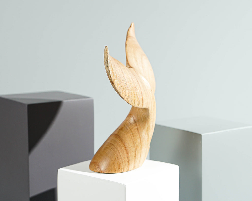 Wooden Whale Tail Sculpture, Family, Sea Life, Exotic Statue, Unique, Wooden Figurine, Mammal Wood Carving, Handmade Decor, Gift for Mother