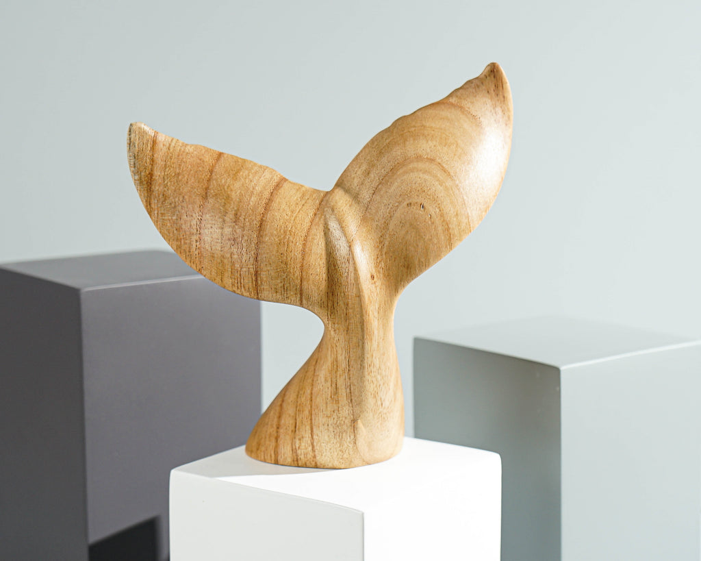 Wooden Whale Tail Sculpture, Family, Sea Life, Exotic Statue, Unique, Wooden Figurine, Mammal Wood Carving, Handmade Decor, Gift for Mother