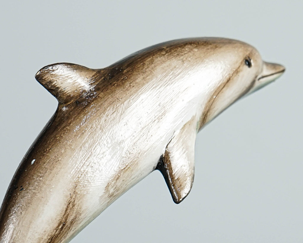 Jumping Dolphins Family, Swimming Dolphin, Antique, Wood Caving, Ocean, Handcrafted Decor, Painted Dolphin, Bookshelf Decor, Family Gift