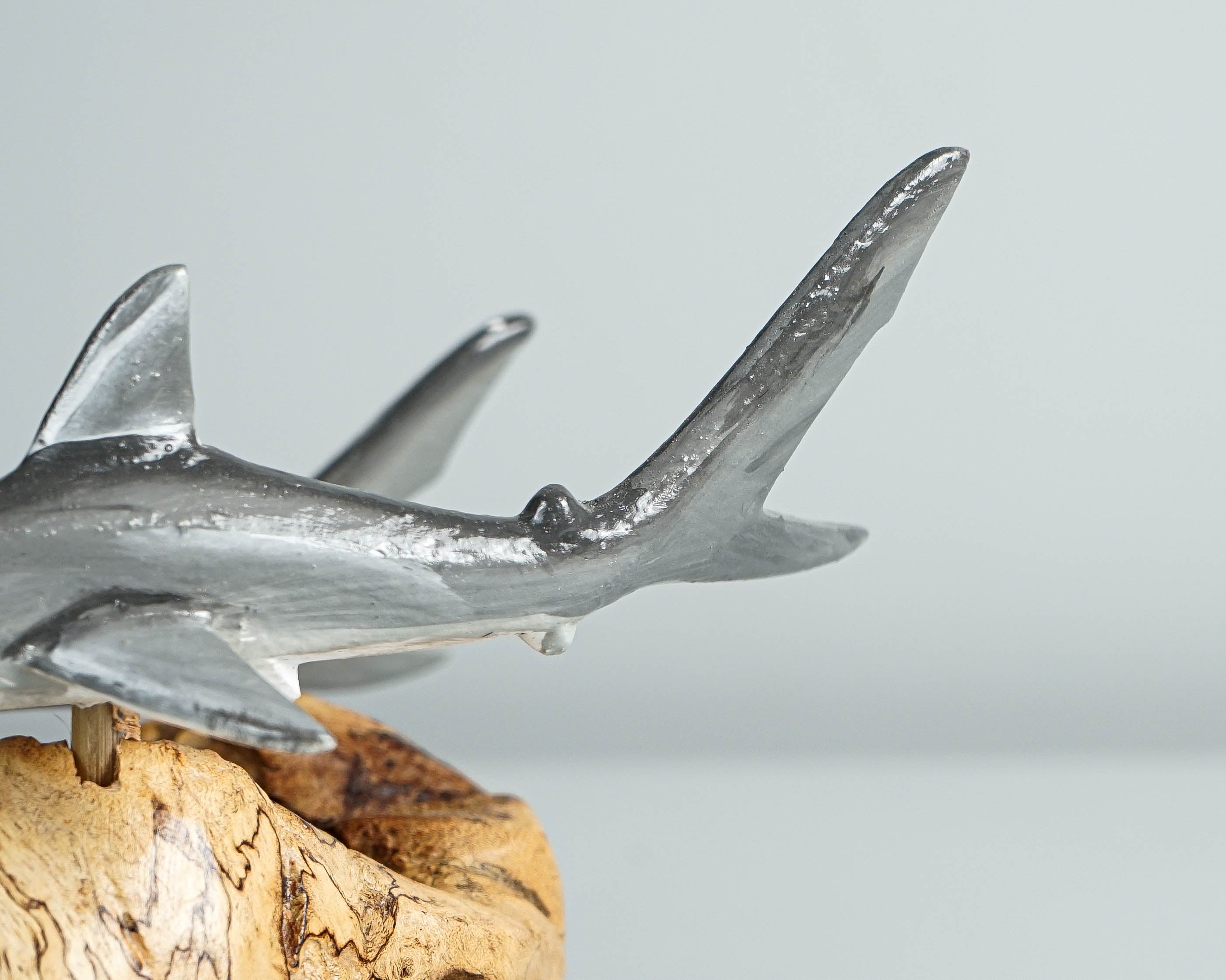 Grey Hammerhead Shark Duo Statue, Wooden Art, Painted, Woodland, Unique Sculpture, Ocean Decor, Handcrafted, Bedroom Decor, Gift for Her