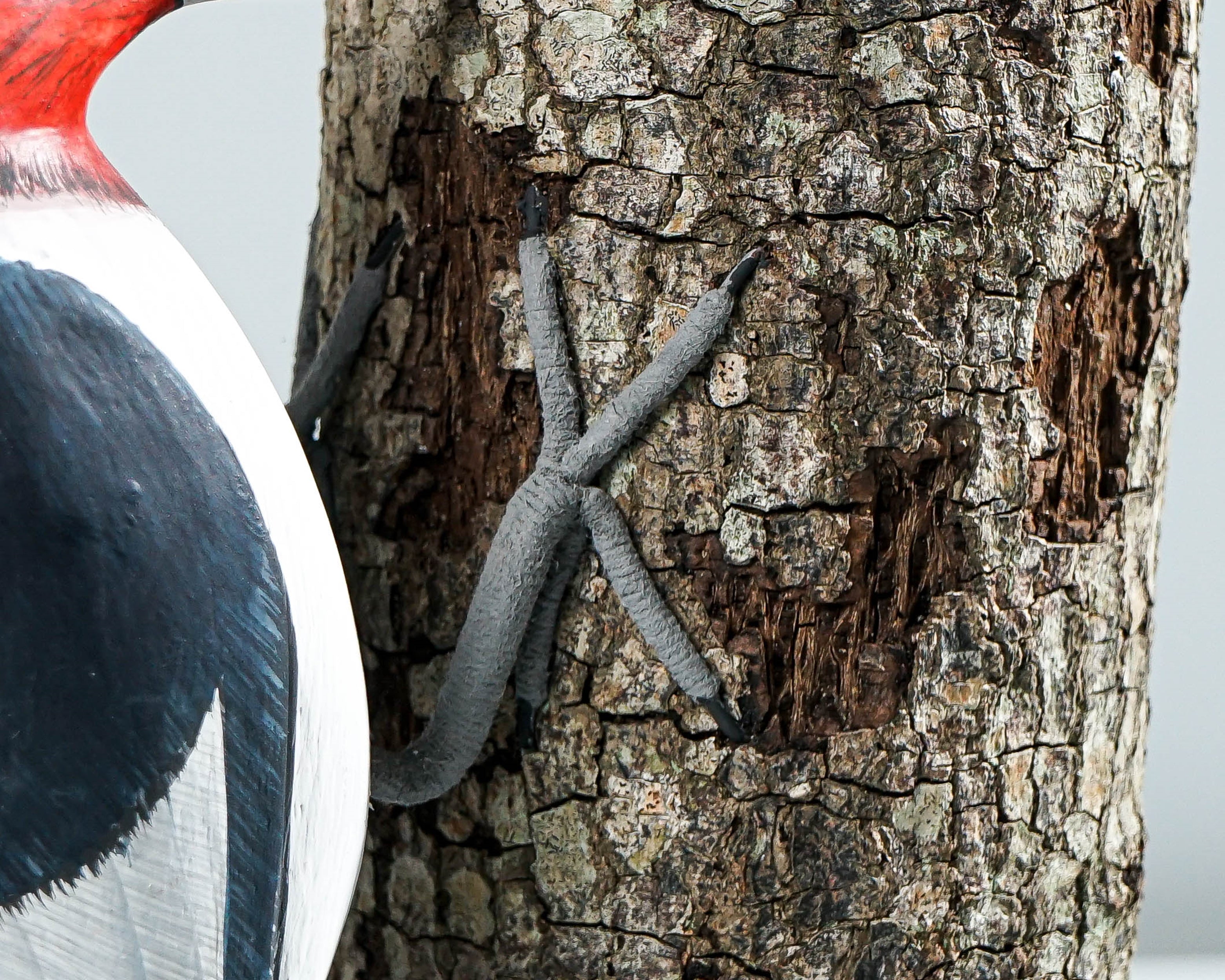 Red-Headed Woodpecker Sculpture 7.5in Tall Hand-Carved Colorful Bird Wood Decor