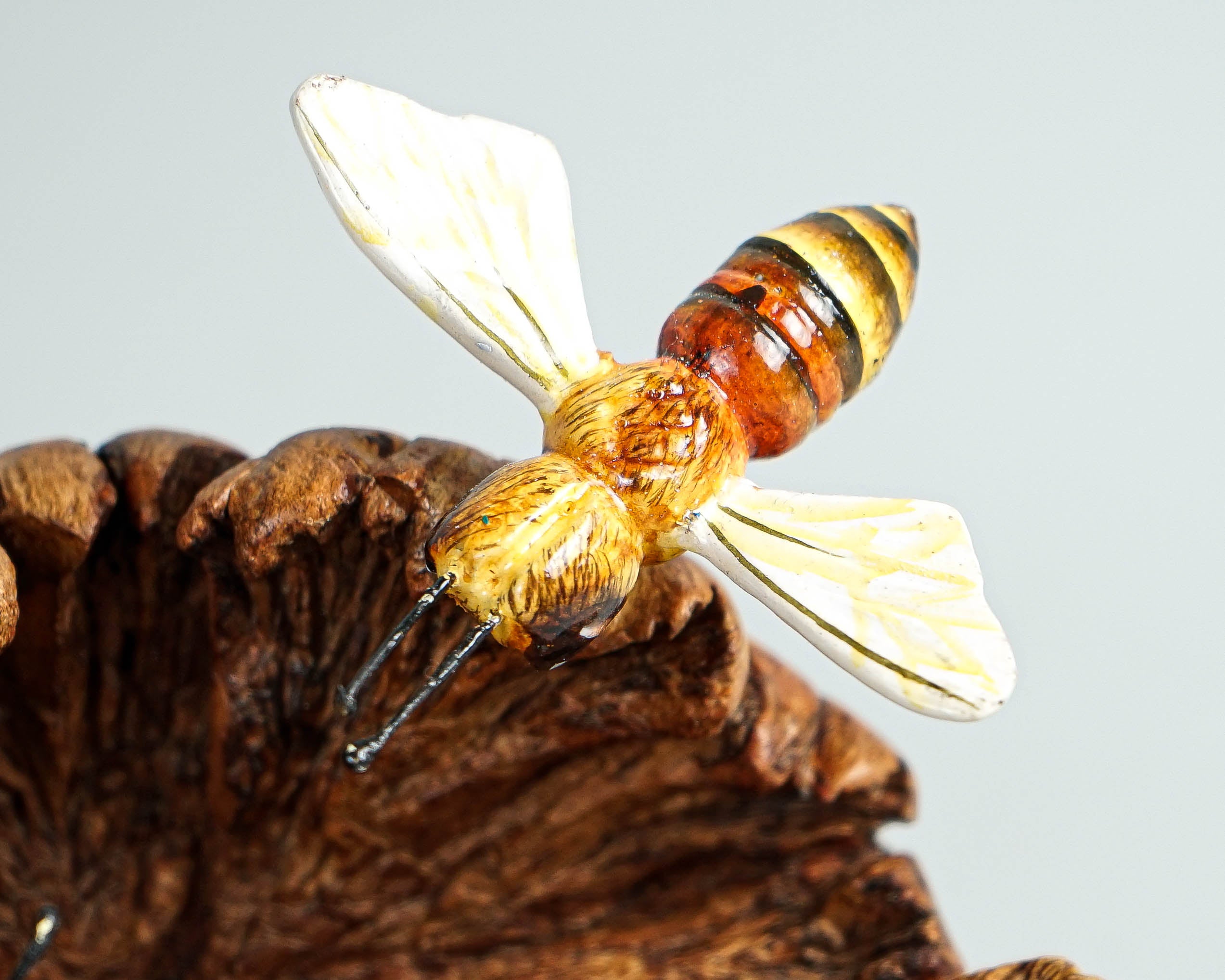 Bees on Comb, Colored Bee, Bee Statue, Tropical Decoration, Handmade, Wood Figurine, Natural Piece, Bee Wall Decor, Wall Art, Valentines Day