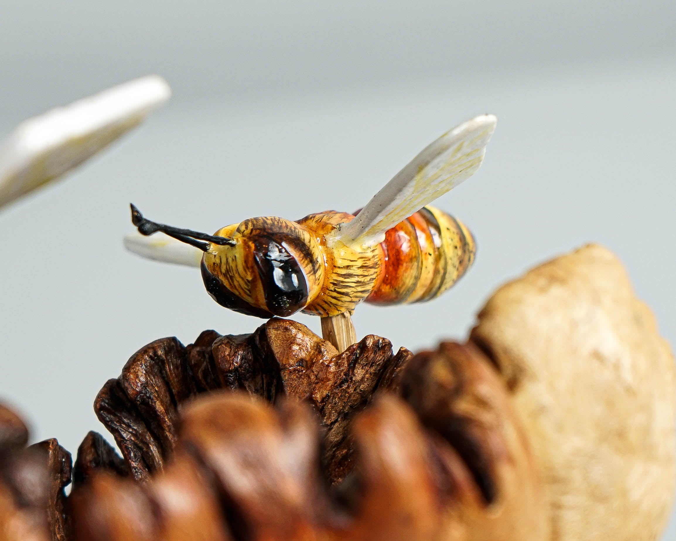 Bees on Comb, Colored Bee, Bee Statue, Tropical Decoration, Handmade, Wood Figurine, Natural Piece, Bee Wall Decor, Wall Art, Valentines Day