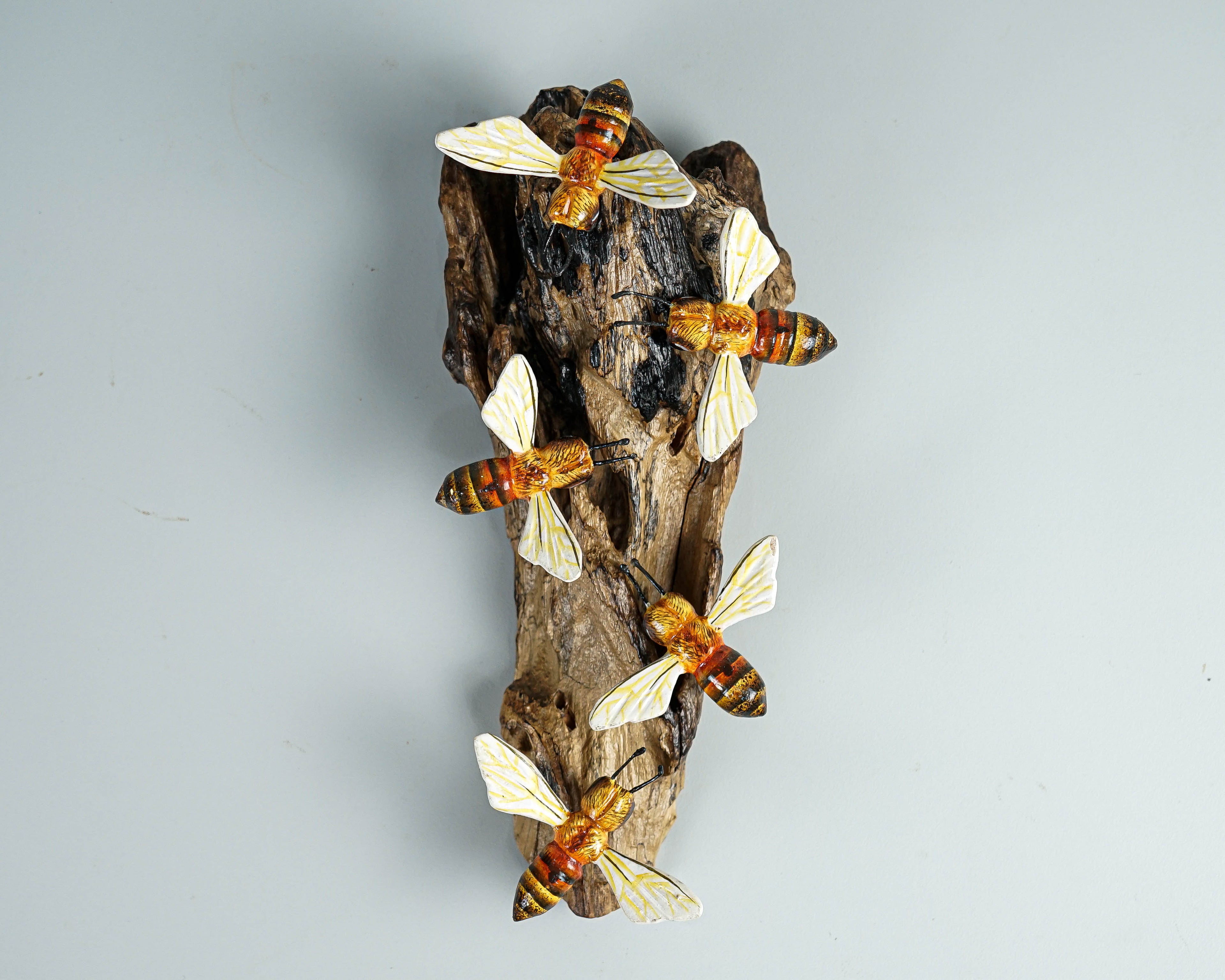 Bee Comb Statue, Bees Figurine, Wood Carving, Handmade, Painted Bee, Bee Wall Hanging, Animal Wall Decor, Unique Decoration, Lucky Gifts