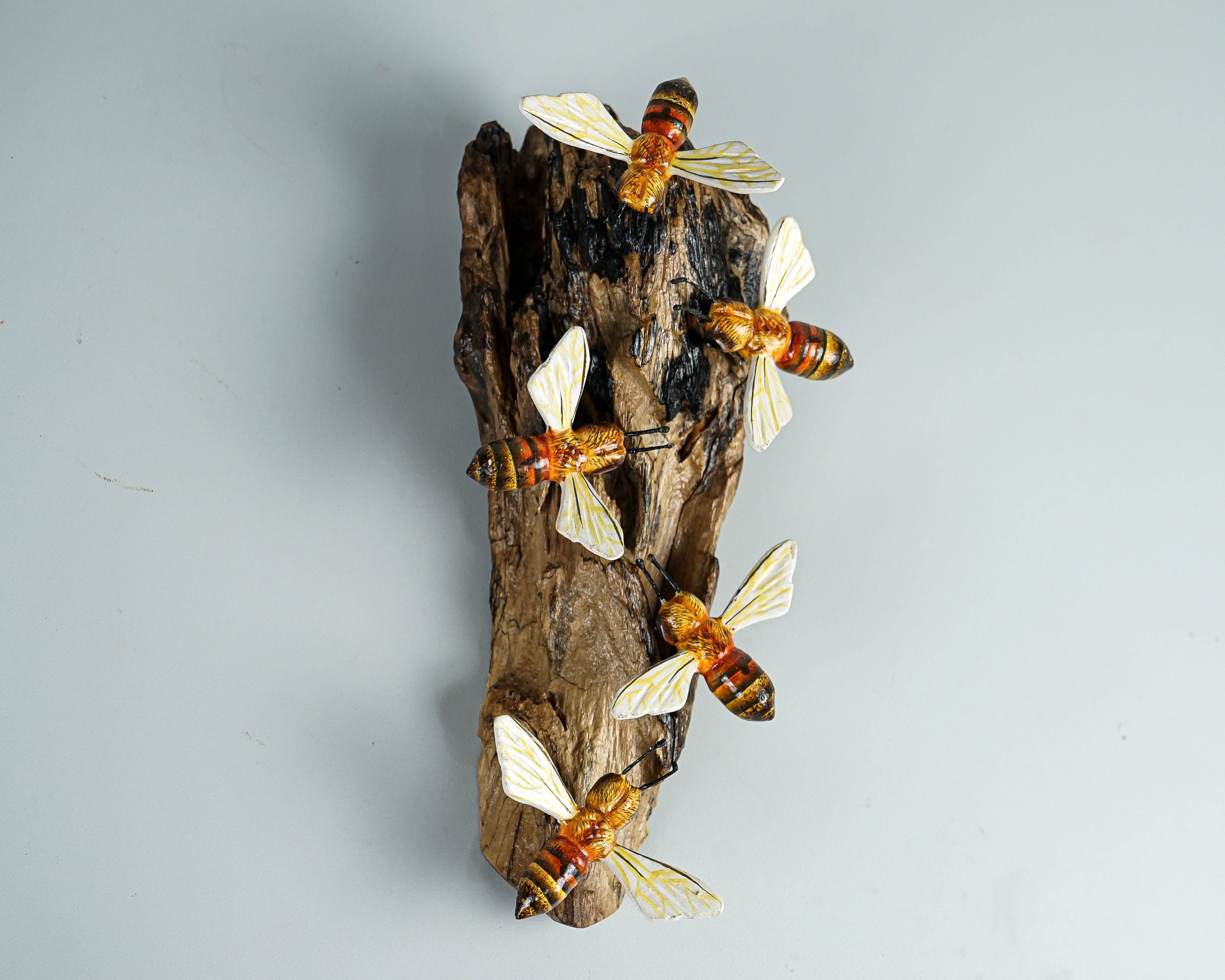 Bee Comb Statue, Bees Figurine, Wood Carving, Handmade, Painted Bee, Bee Wall Hanging, Animal Wall Decor, Unique Decoration, Lucky Gifts