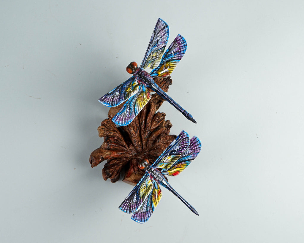 Hanging Blue Dragonfly Sculpture, Wall Art, Wood Carving, Decorative, Unique Figurine, Artwork, Forest Decor, Wedding Gifts, Gift for Sister
