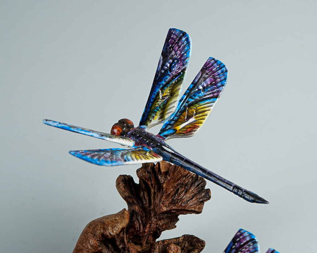 Hanging Blue Dragonfly Sculpture, Wall Art, Wood Carving, Decorative, Unique Figurine, Artwork, Forest Decor, Wedding Gifts, Gift for Sister