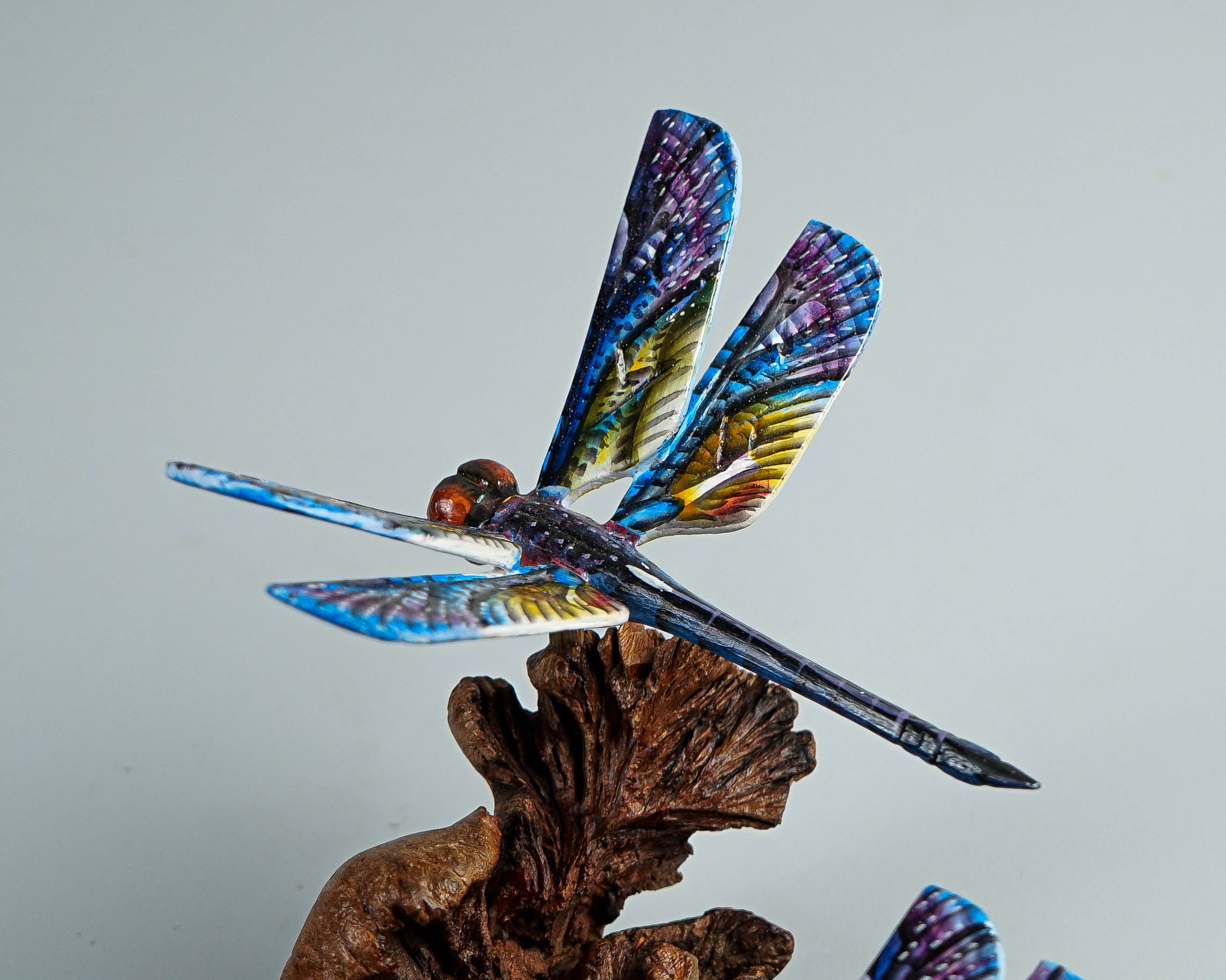 Hanging Blue Dragonfly Sculpture, Wall Art, Wood Carving, Decorative, Unique Figurine, Artwork, Forest Decor, Wedding Gifts, Gift for Sister