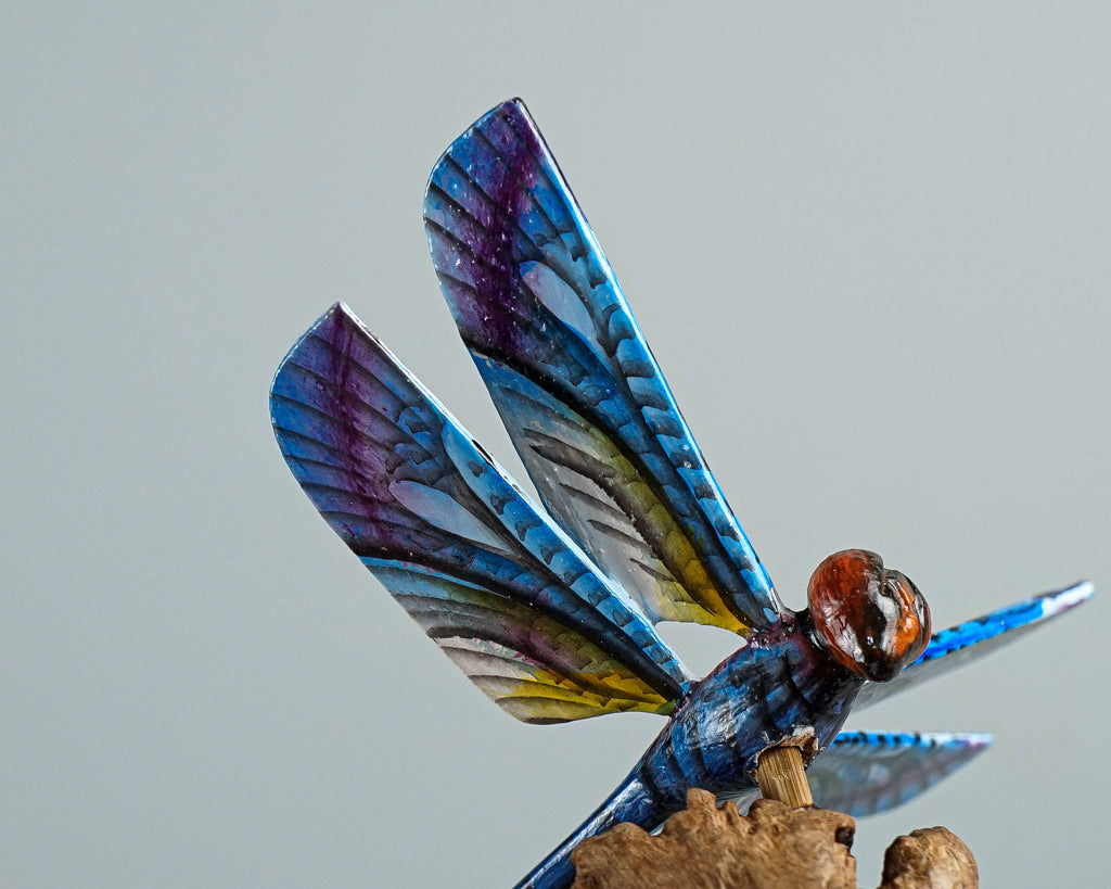 Hanging Blue Dragonfly Sculpture, Wall Art, Wood Carving, Decorative, Unique Figurine, Artwork, Forest Decor, Wedding Gifts, Gift for Sister