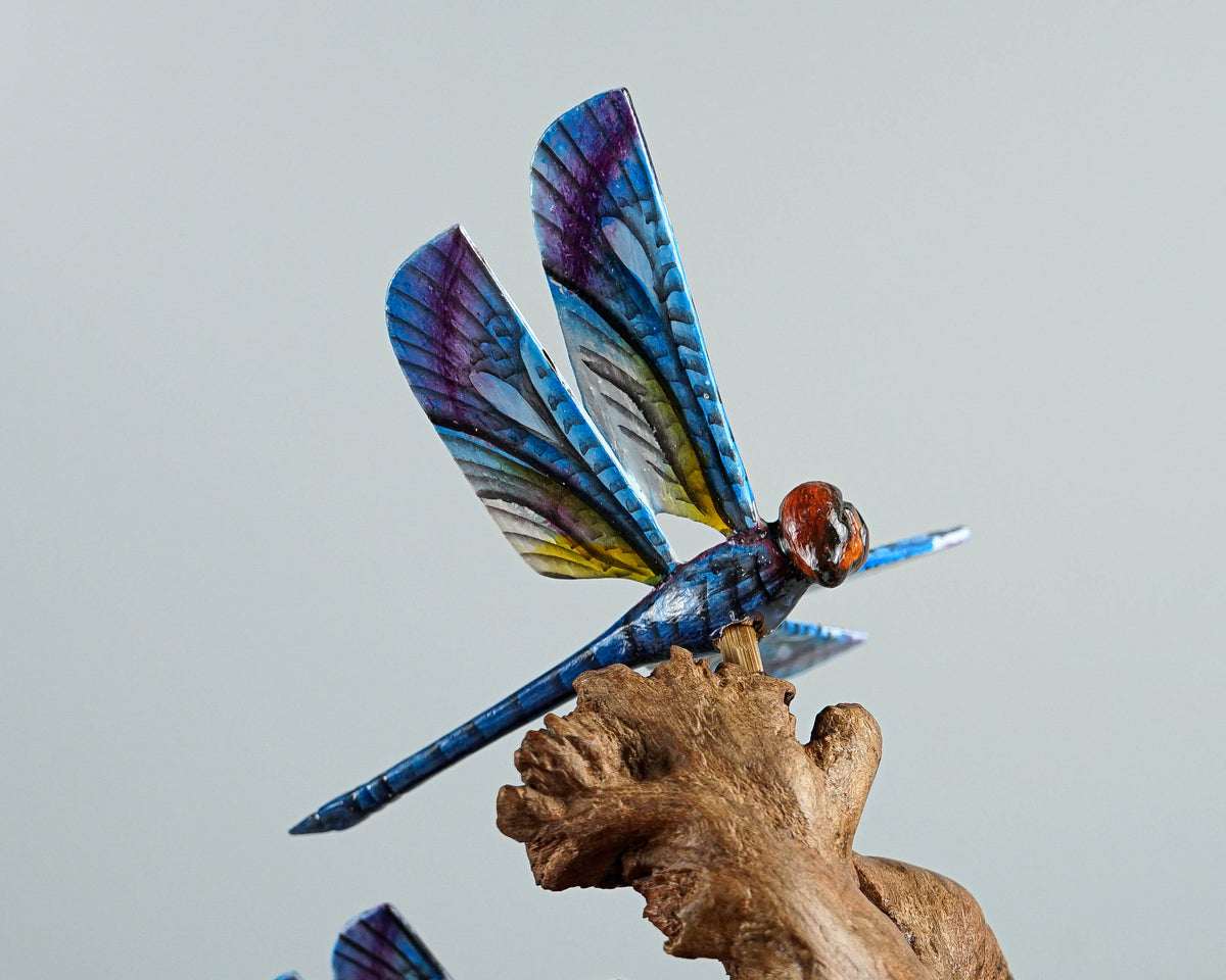 Hanging Blue Dragonfly Sculpture, Wall Art, Wood Carving, Decorative, Unique Figurine, Artwork, Forest Decor, Wedding Gifts, Gift for Sister