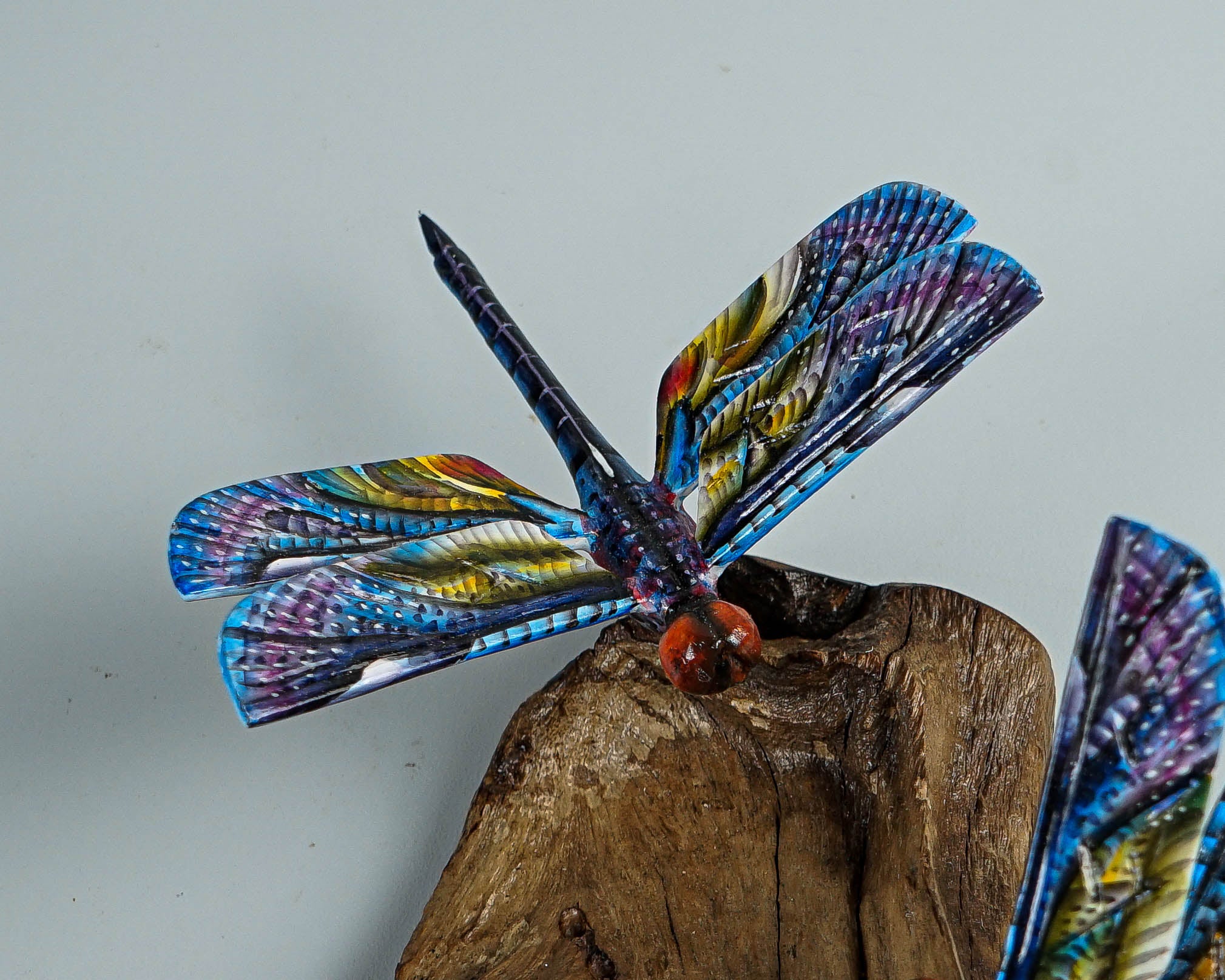 Hanging Blue Dragonflies Sculpture, Wall Decor, Wood Carving, Beautiful Figurine, Art, Unique, Handmade, Gift for Mother, Birthday Gift