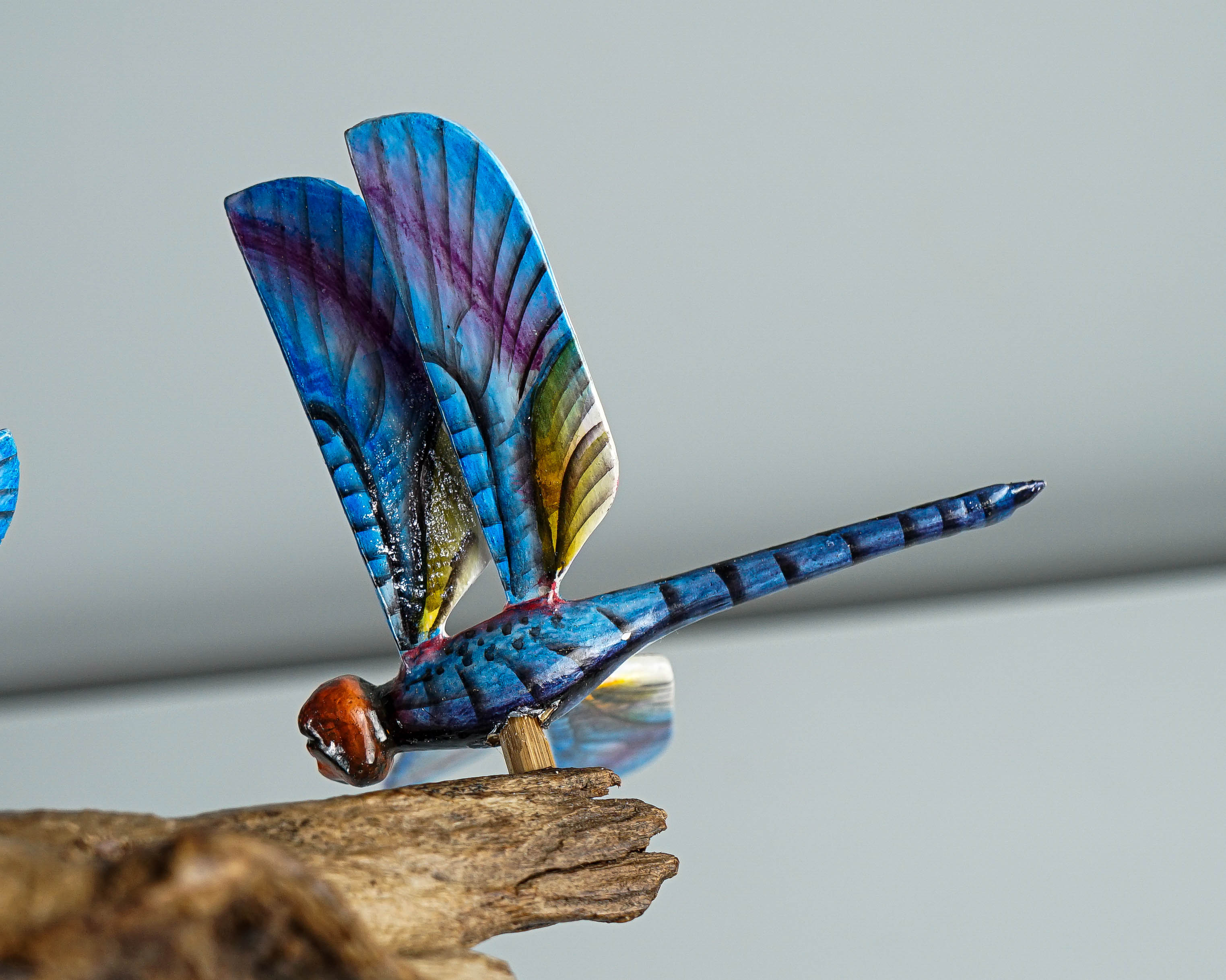 Hanging Blue Dragonflies Sculpture, Wall Decor, Wood Carving, Beautiful Figurine, Art, Unique, Handmade, Gift for Mother, Birthday Gift