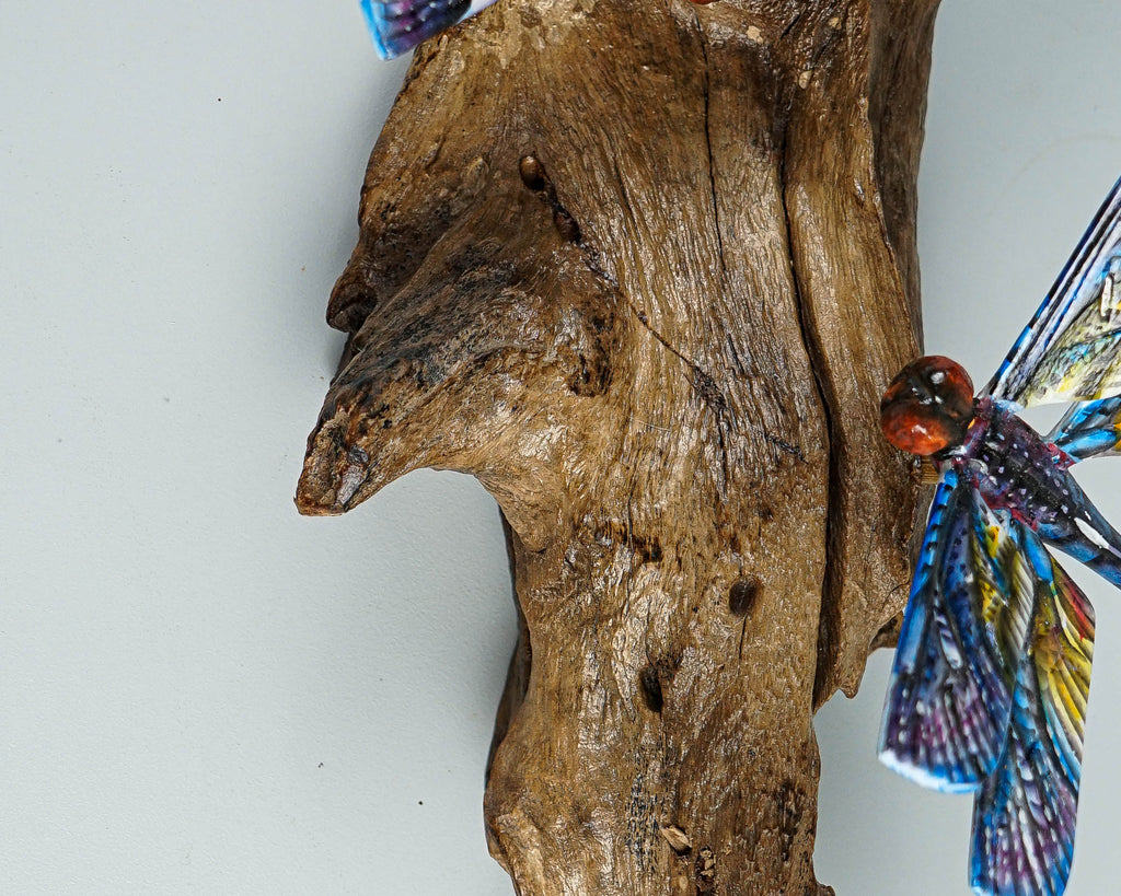 Hanging Blue Dragonflies Sculpture, Wall Decor, Wood Carving, Beautiful Figurine, Art, Unique, Handmade, Gift for Mother, Birthday Gift