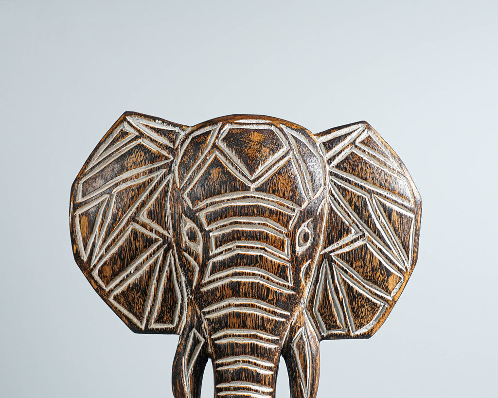 Wooden Traditional Elephant Wall Decor, Elephant on Stand, Animal Statue, Hanging Sculpture, Wood Carving, Office Decor, Gift for Her