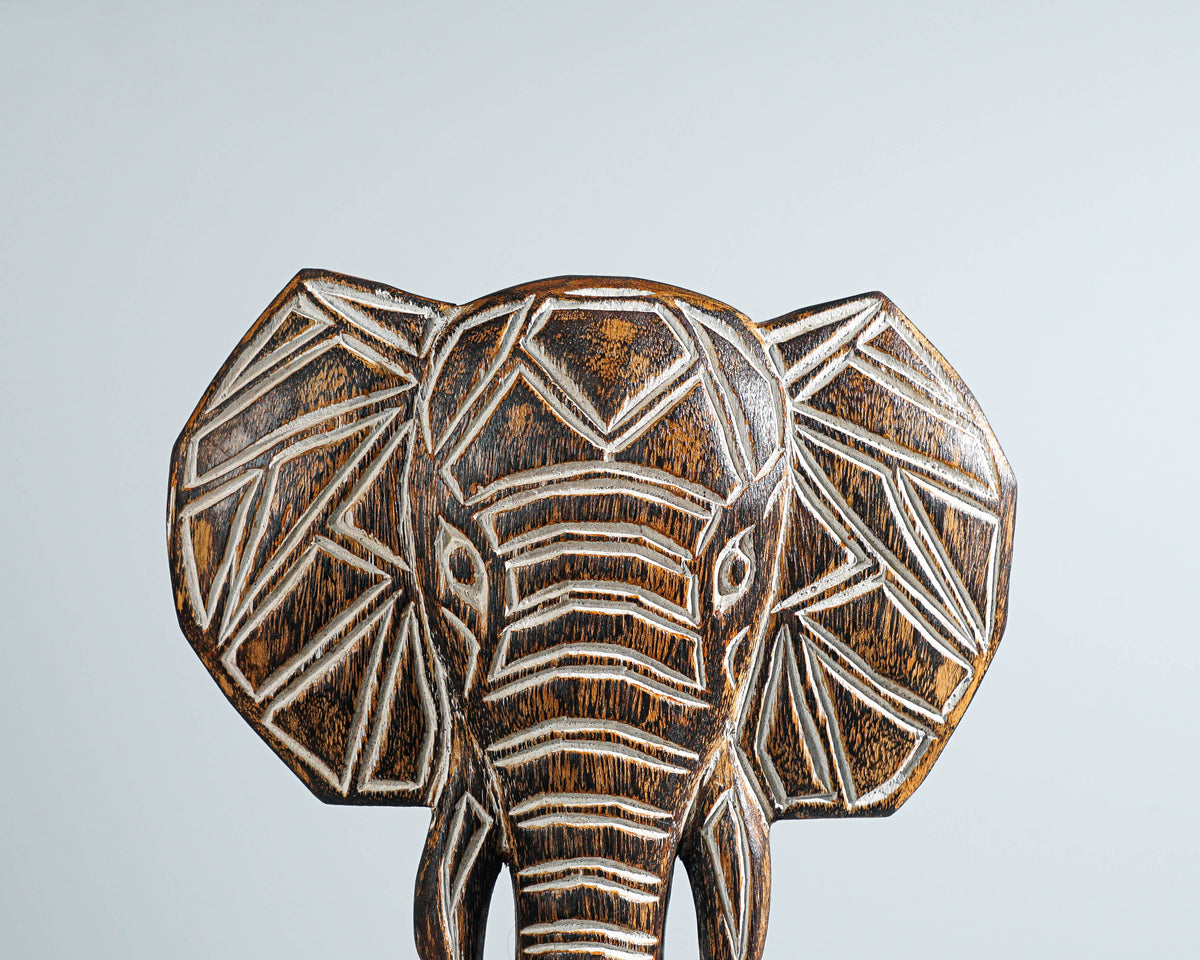 Wooden Traditional Elephant Wall Decor, Elephant on Stand, Animal Statue, Hanging Sculpture, Wood Carving, Office Decor, Gift for Her