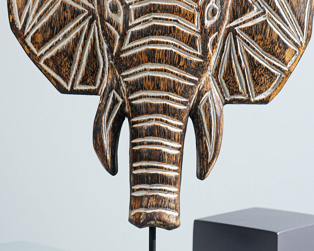 Wooden Traditional Elephant Wall Decor, Elephant on Stand, Animal Statue, Hanging Sculpture, Wood Carving, Office Decor, Gift for Her