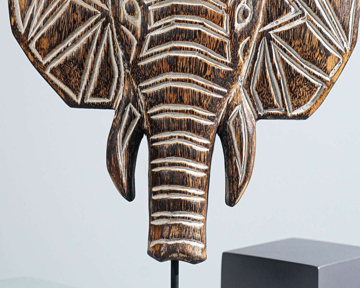 Wooden Traditional Elephant Wall Decor, Elephant on Stand, Animal Statue, Hanging Sculpture, Wood Carving, Office Decor, Gift for Her