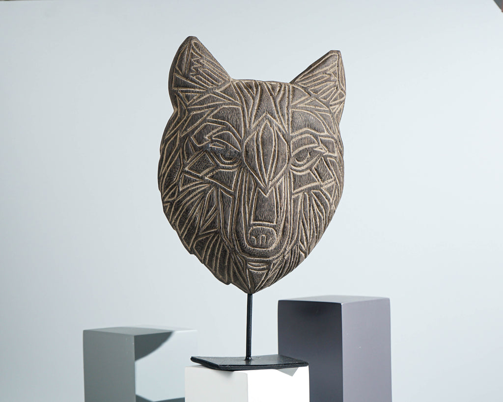 Wooden wolf Traditional Mask, Wall Art, Hanging figurine, Animal Statue, Hand Carved, Wood Carving, LivingRoom Decoration, Grandfather Gift