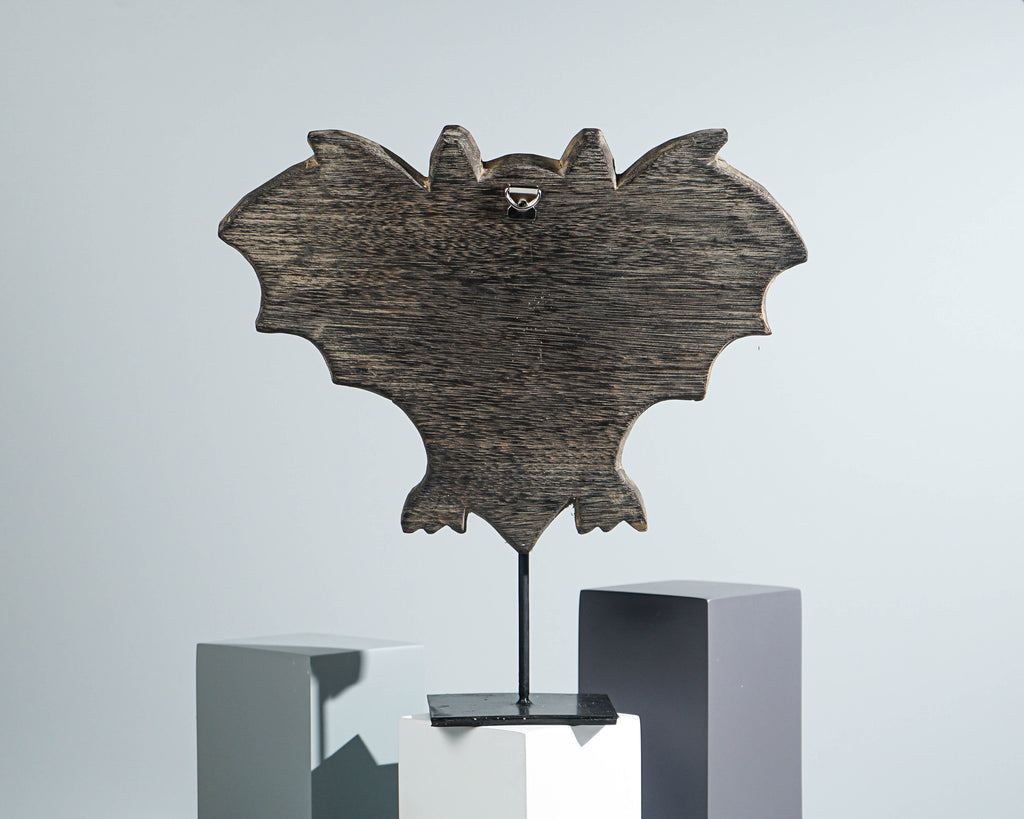 Timor Bat Wall Decor, Animal on Stand, Sculpture, Wood Carving, Bat Statue, Traditional Art, Bat Figurine, Gift for Dad, Memorial Gift