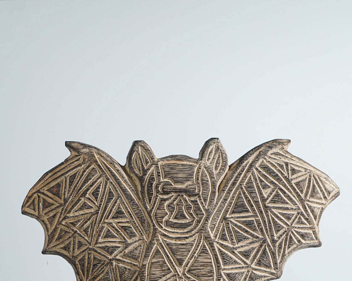 Timor Bat Wall Decor, Animal on Stand, Sculpture, Wood Carving, Bat Statue, Traditional Art, Bat Figurine, Gift for Dad, Memorial Gift