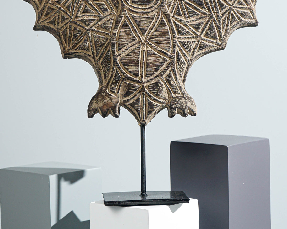 Timor Bat Wall Decor, Animal on Stand, Sculpture, Wood Carving, Bat Statue, Traditional Art, Bat Figurine, Gift for Dad, Memorial Gift