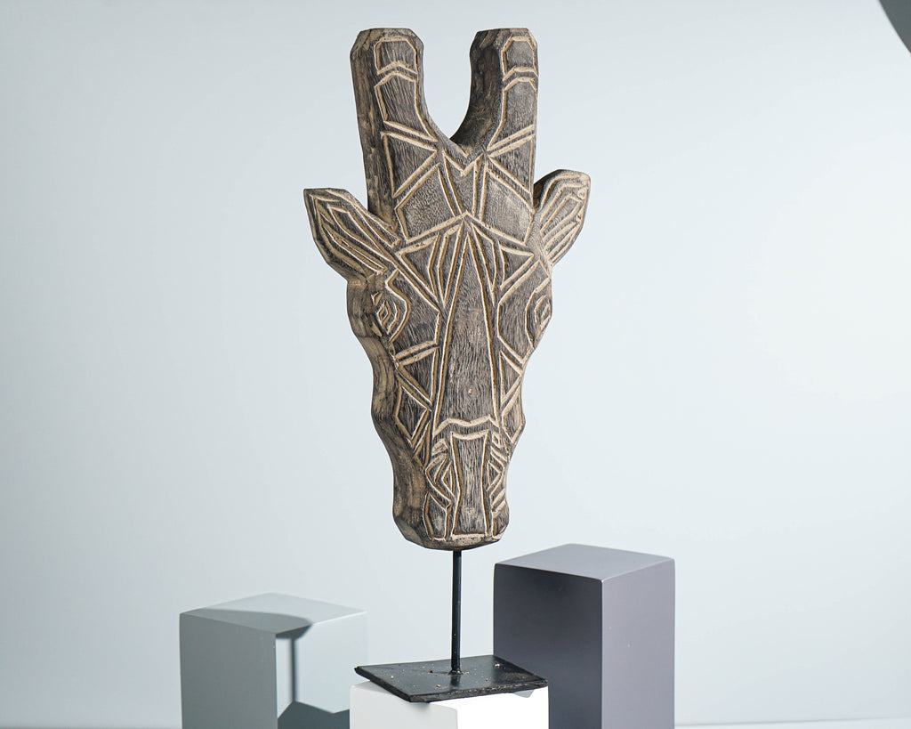 Timor Giraffe tribal Mask, Hanging Mask, Primitive, Wood Carving, Handmade, Unique Statue, Giraffe Wall Art, Room Decor, Special Gift