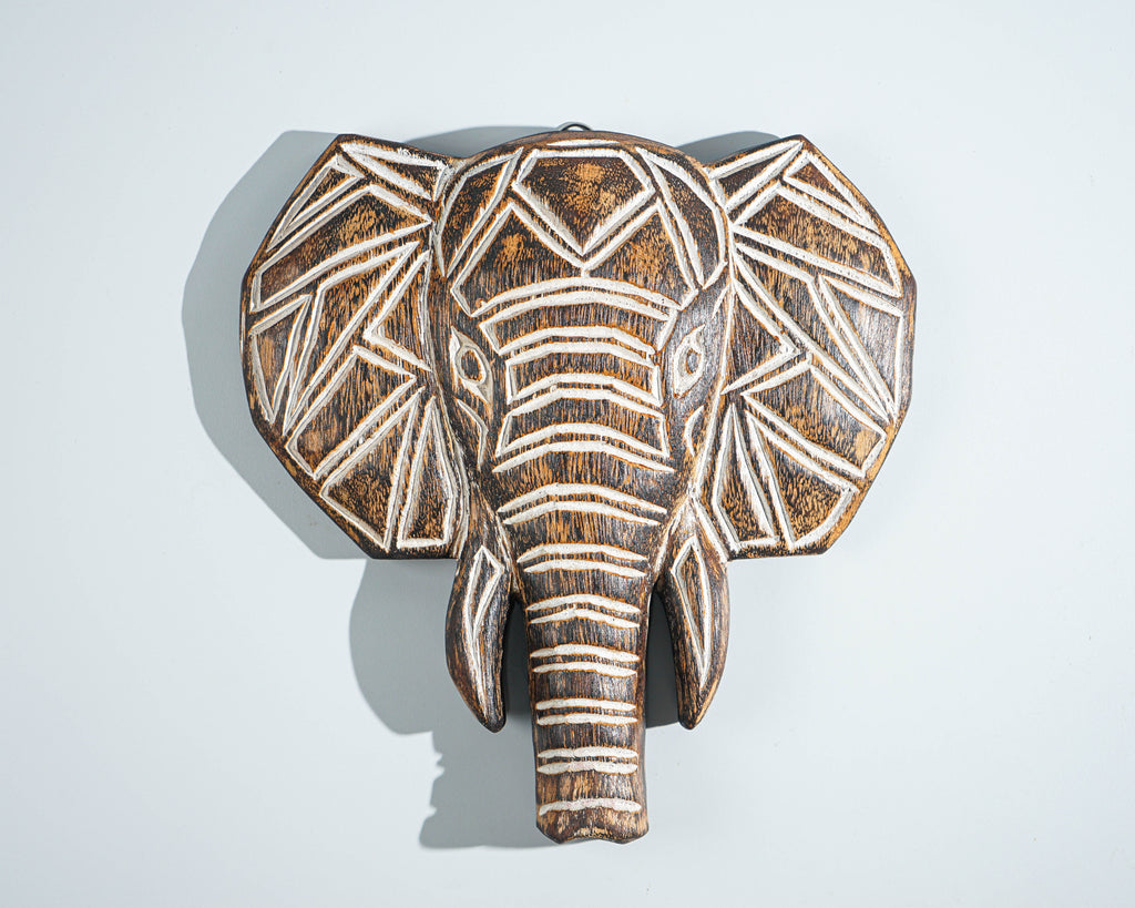 Wooden Traditional Elephant Wall Decor, Elephant on Stand, Animal Statue, Hanging Sculpture, Wood Carving, Office Decor, Gift for Her