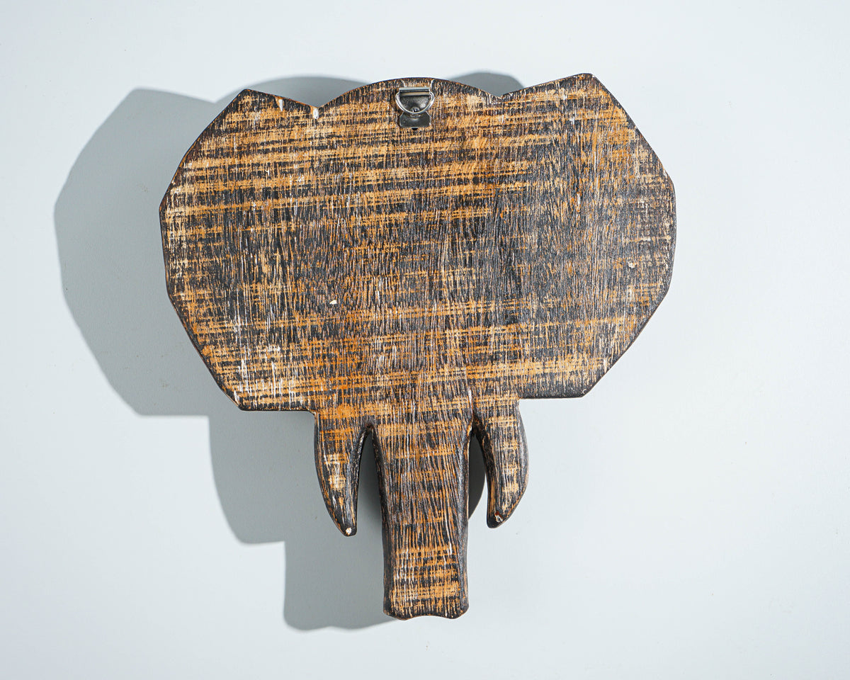 Wooden Traditional Elephant Wall Decor, Elephant on Stand, Animal Statue, Hanging Sculpture, Wood Carving, Office Decor, Gift for Her