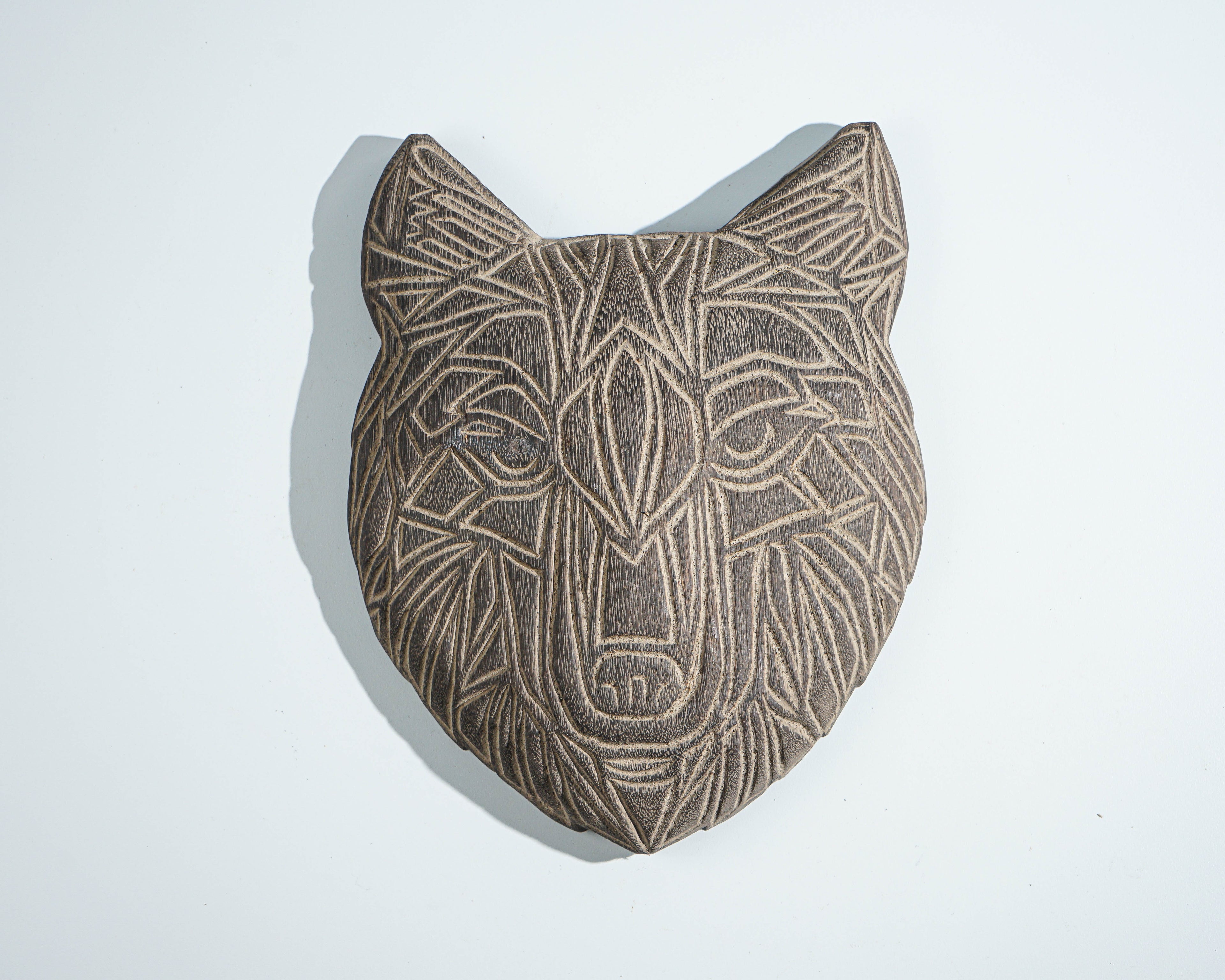 Wooden wolf Traditional Mask, Wall Art, Hanging figurine, Animal Statue, Hand Carved, Wood Carving, LivingRoom Decoration, Grandfather Gift