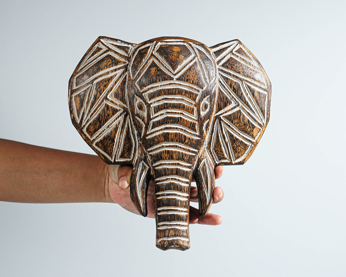 Wooden Traditional Elephant Wall Decor, Elephant on Stand, Animal Statue, Hanging Sculpture, Wood Carving, Office Decor, Gift for Her