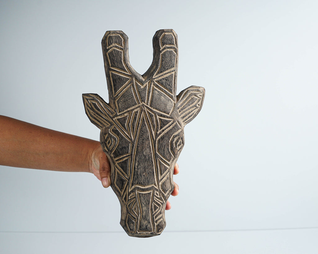 Timor Giraffe tribal Mask, Hanging Mask, Primitive, Wood Carving, Handmade, Unique Statue, Giraffe Wall Art, Room Decor, Special Gift