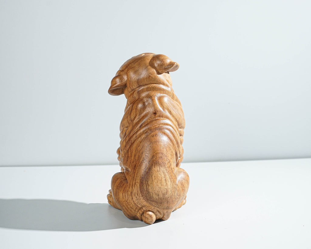 English Bulldog Sculpture, Dog Miniature, Unique Statue, Wooden Art, Handcrafted, Wood Carving, Bedroom Décor, Dog Lover, Gift for Kids