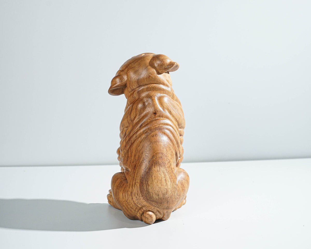 English Bulldog Sculpture, Dog Miniature, Unique Statue, Wooden Art, Handcrafted, Wood Carving, Bedroom Décor, Dog Lover, Gift for Kids