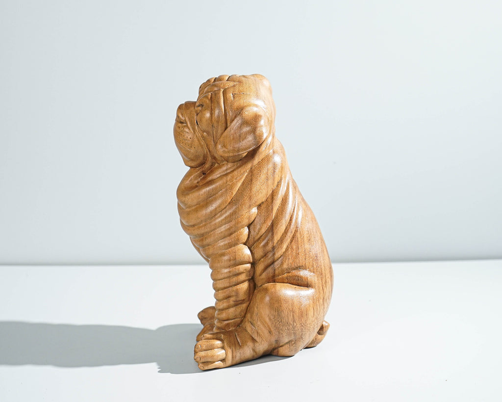 English Bulldog Sculpture, Dog Miniature, Unique Statue, Wooden Art, Handcrafted, Wood Carving, Bedroom Décor, Dog Lover, Gift for Kids