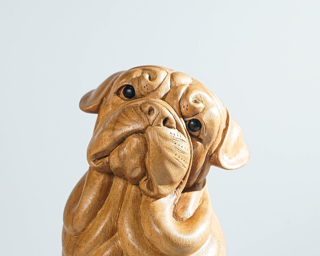English Bulldog Sculpture, Dog Miniature, Unique Statue, Wooden Art, Handcrafted, Wood Carving, Bedroom Décor, Dog Lover, Gift for Kids