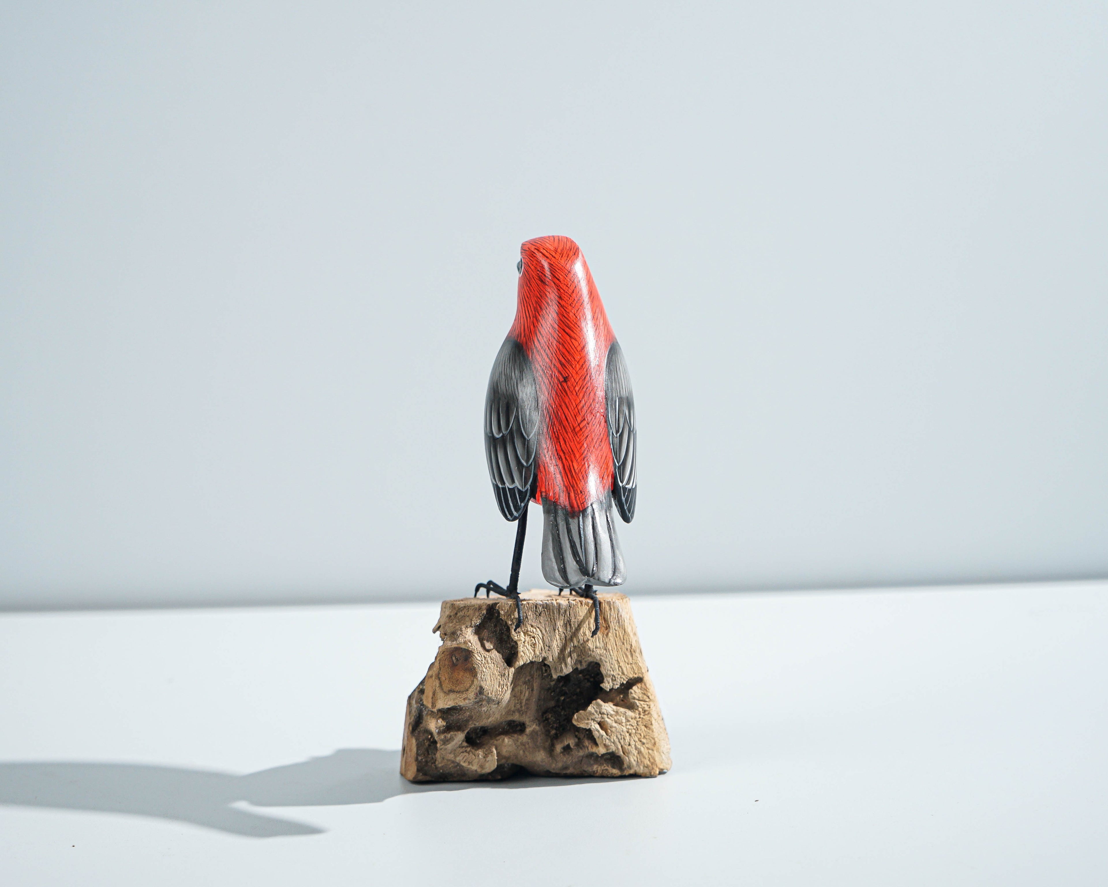 Red Bird Sculpture, Bird Statue, Painted Wood Carving, Handcrafted, Colorful Art, Animal Ornament, Handmade, Room Decor, Graduation Gifts