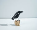 Raven Bird Statue, Painted Wood Carving, Wooden Bird, Handcrafted, Woodland, Animal Ornament, Crow, Apartment Decor, Grandfather Gift