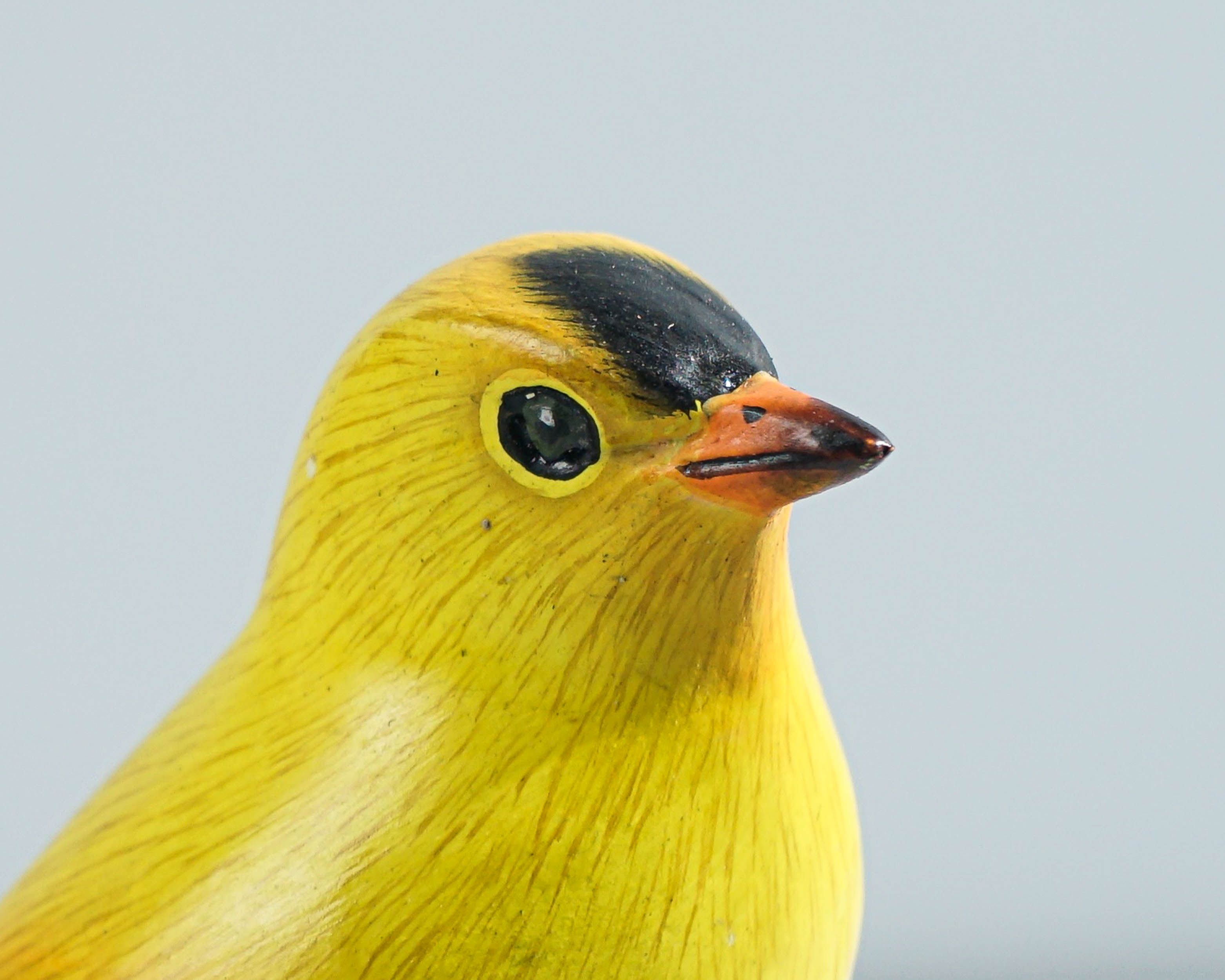 American Goldfinch Sculpture 5in Tall Hand-Painted Wooden Bird Art