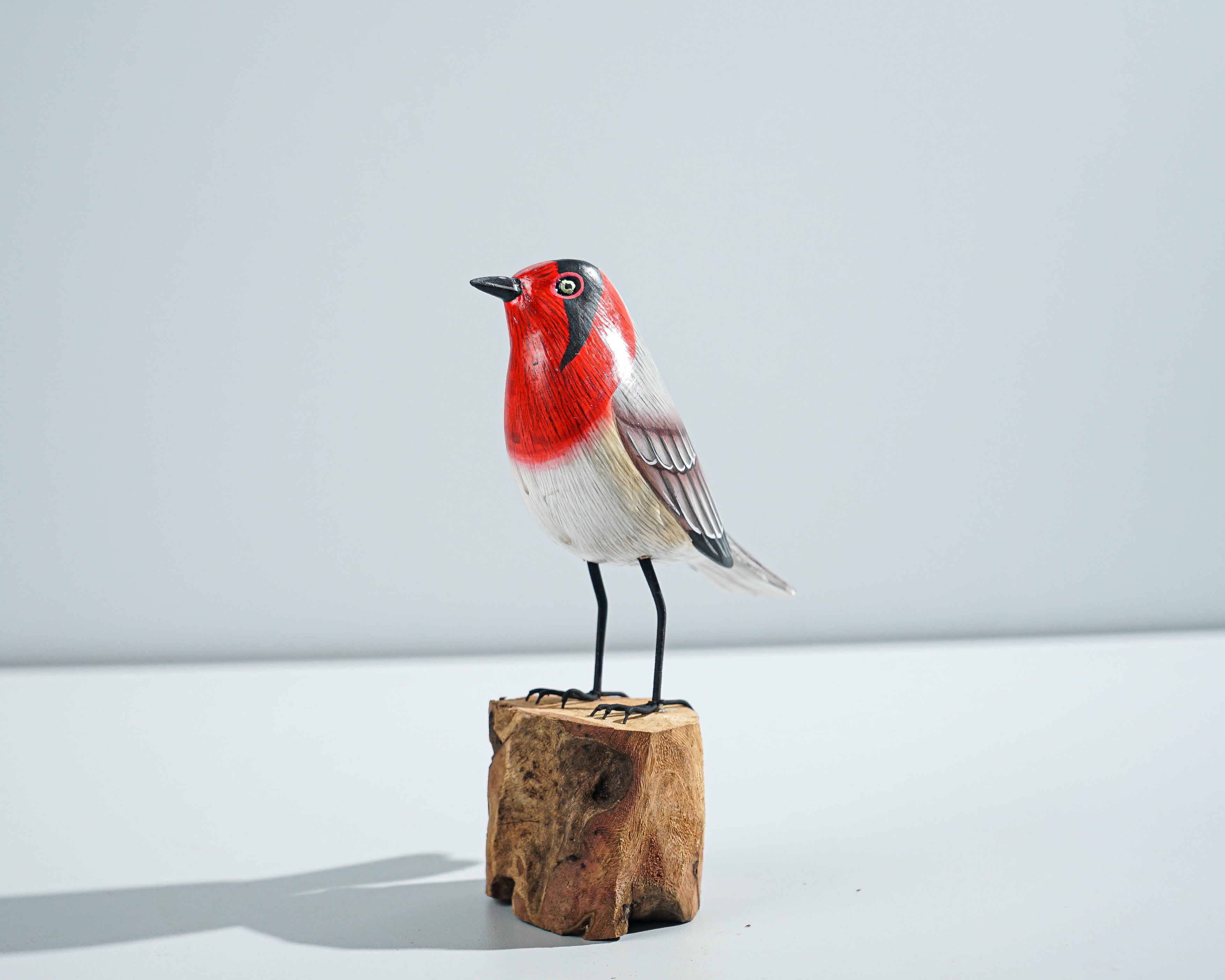 Bird Statue, Painted Wood Carving, Wooden Bird Art, Handcrafted, Real Color Figurine, Animal Ornament, Apartment Decor, Gift for Mother