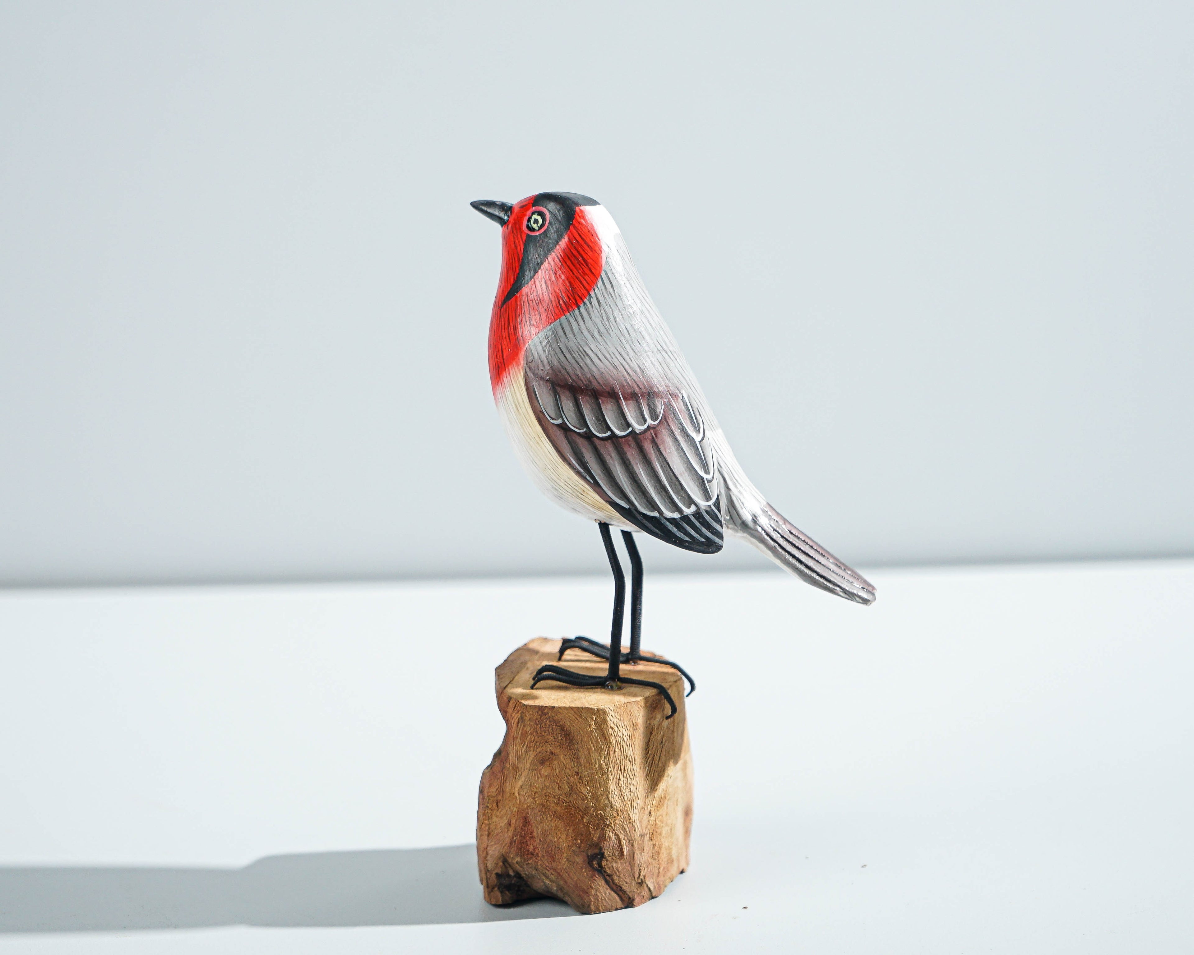 Bird Statue, Painted Wood Carving, Wooden Bird Art, Handcrafted, Real Color Figurine, Animal Ornament, Apartment Decor, Gift for Mother
