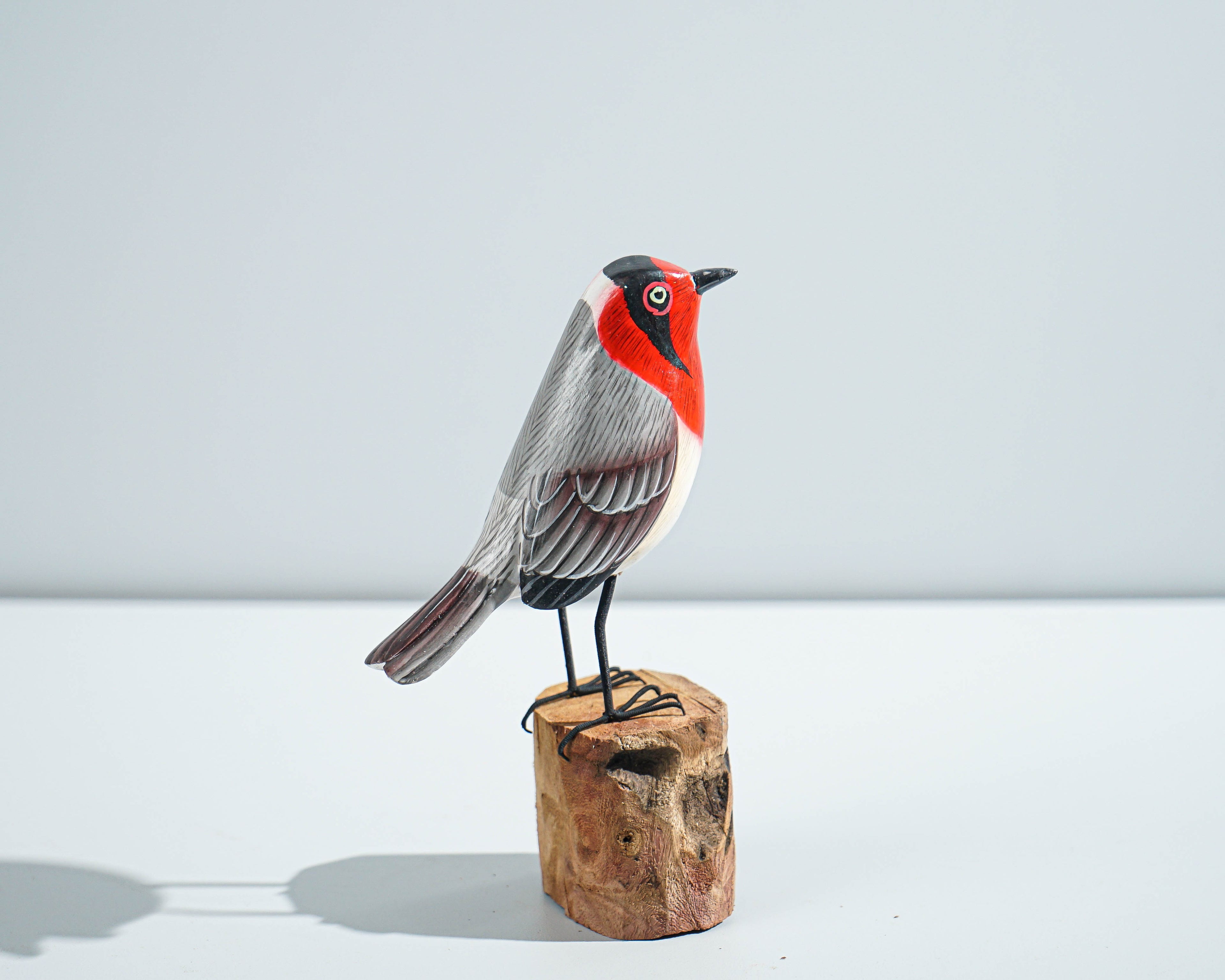 Bird Statue, Painted Wood Carving, Wooden Bird Art, Handcrafted, Real Color Figurine, Animal Ornament, Apartment Decor, Gift for Mother