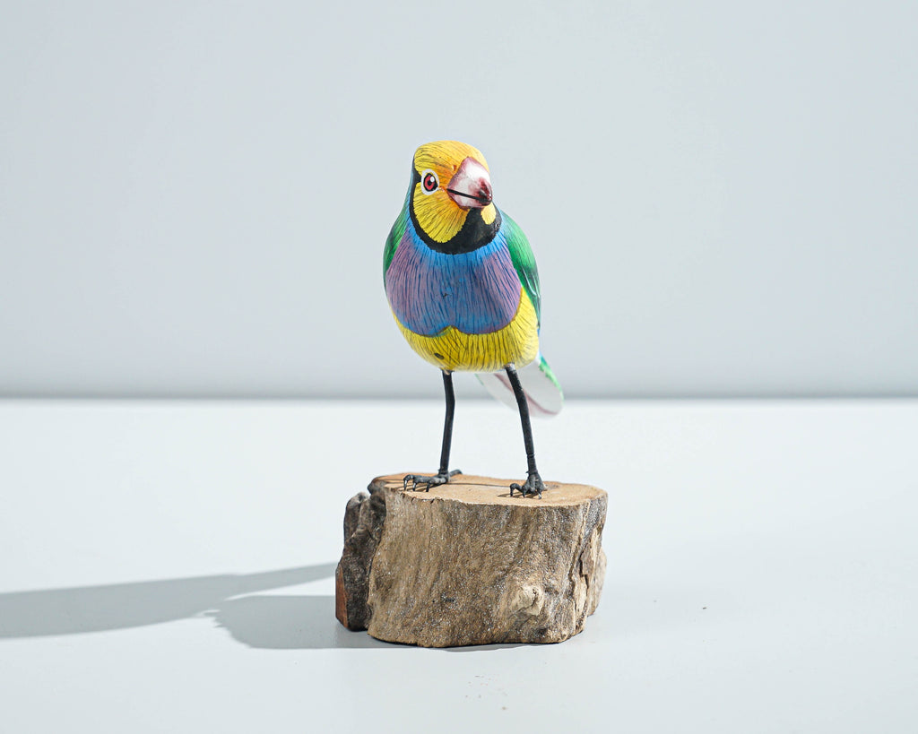 Bird Ornament, Painted Wood Carving, Wooden Bird, Handcrafted, Unique, Animal Statue, Housewarming, Desk Decor, Gift for Mom, Gift for Him