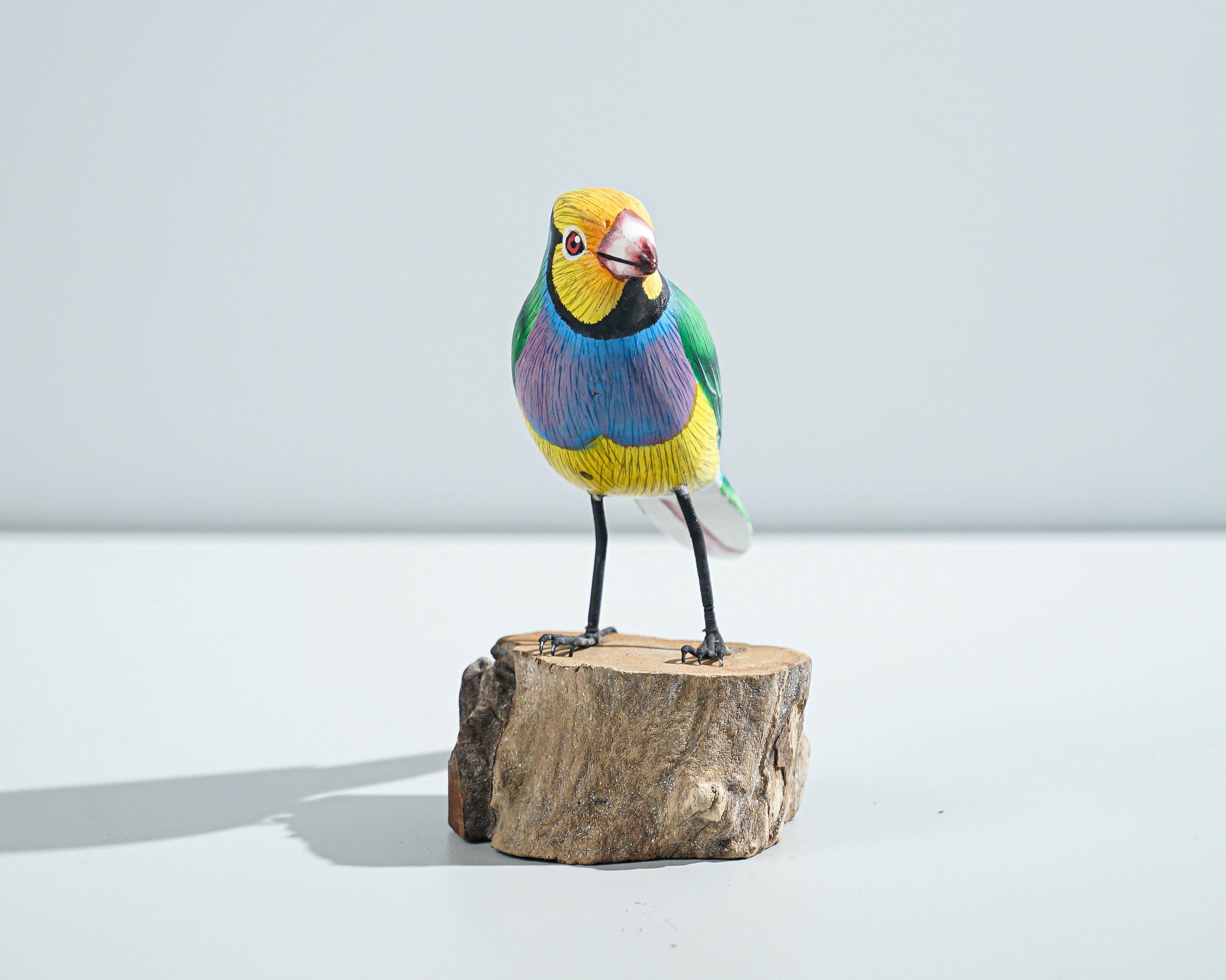 Bird Ornament, Painted Wood Carving, Wooden Bird, Handcrafted, Unique, Animal Statue, Housewarming, Desk Decor, Gift for Mom, Gift for Him