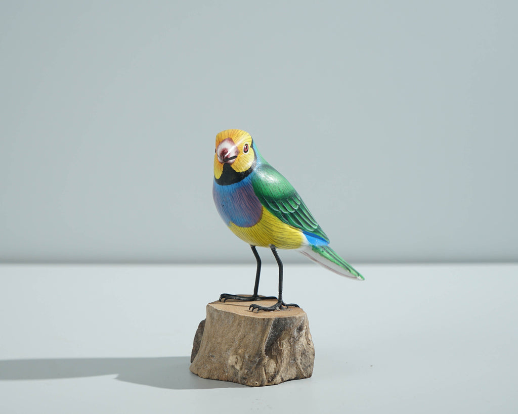Bird Ornament, Painted Wood Carving, Wooden Bird, Handcrafted, Unique, Animal Statue, Housewarming, Desk Decor, Gift for Mom, Gift for Him