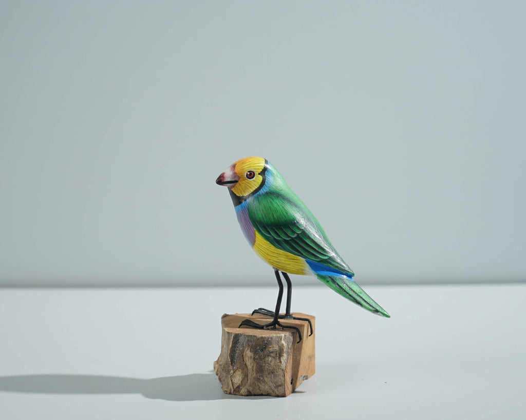 Bird Ornament, Painted Wood Carving, Wooden Bird, Handcrafted, Unique, Animal Statue, Housewarming, Desk Decor, Gift for Mom, Gift for Him